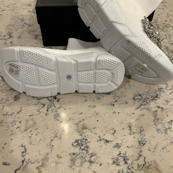 NEW Girl’s jeweled, white sock boot - Picture 2 of 4